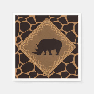 Serviettes Jetables Safari Thème Rhinoceros