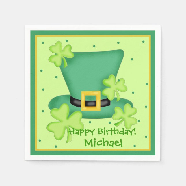 Serviettes Jetables Saint Patrick's Day Joyeux Anniversaire Nom person (Devant)