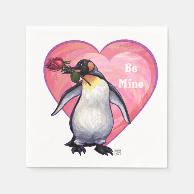 Serviettes Jetables Saint-Valentin Penguin (Devant)