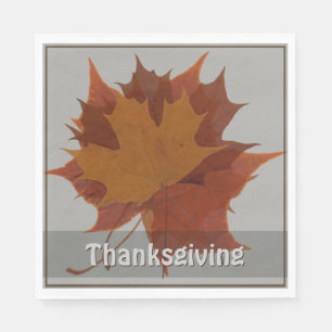 Serviettes Jetables Saison Feuilles Automne Thanksgiving Texte Personn