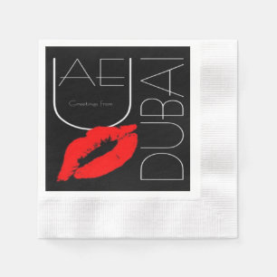 Serviettes Jetables Salutations de Dubai UAE Red Lipstick Kiss