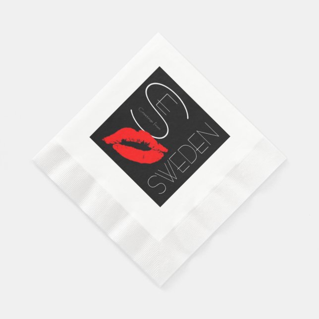 Serviettes Jetables Salutations Suède Suédoise Red Lipstick Kiss (Coin)