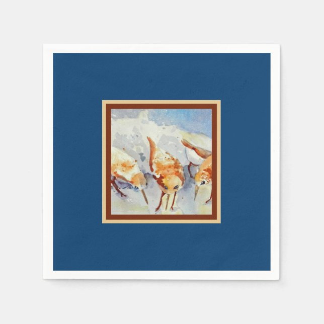 Serviettes Jetables Sandpipers Beach Birds Cocktail Serviettes (Devant)