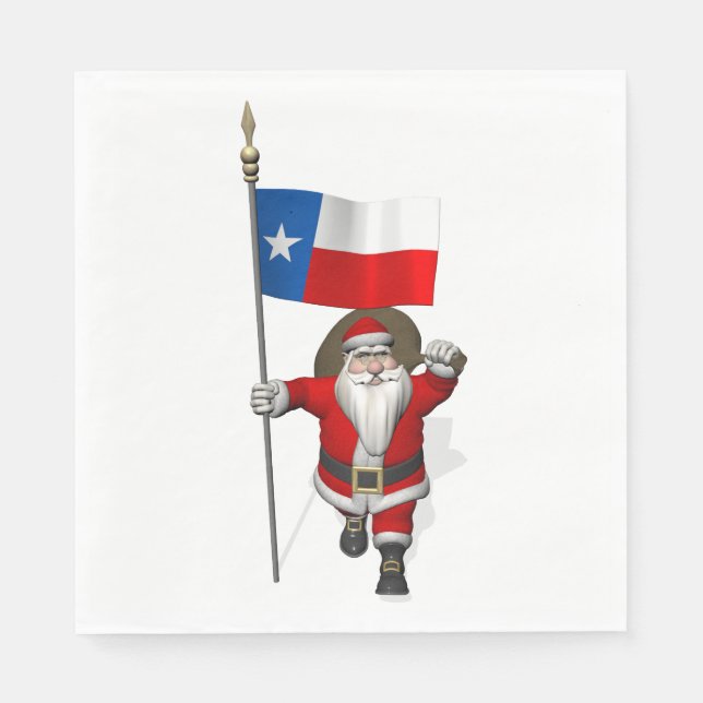 Serviettes Jetables Santa Claus Avec Drapeau Du Texas (Devant)