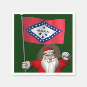 Serviettes Jetables Santa Claus With Ensign Of Arkansas