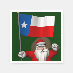 Serviettes Jetables Santa Claus with Ensign Of Texas