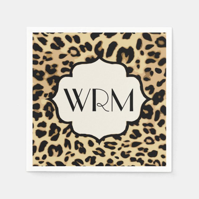 Serviettes Jetables Sassy Empreinte de léopard Monogrammed (Devant)
