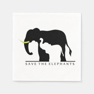 Serviettes Jetables Sauvez les éléphants