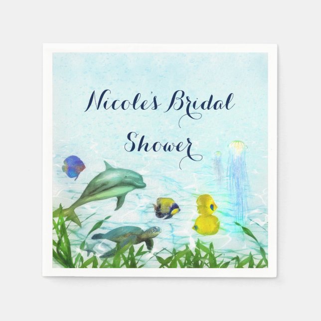 Serviettes Jetables Sea Animaux Beach Aquarelle Soirée élégante Person (Devant)