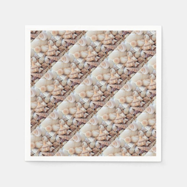 Serviettes Jetables Sea Shells, Summer Beach Exotic Troptic Romantic (Devant)