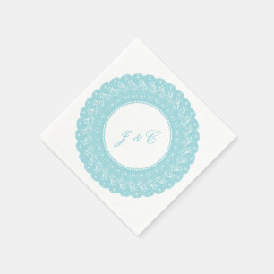 Serviettes Jetables Serviette à cocktail en dentelle bleu glace/menthe