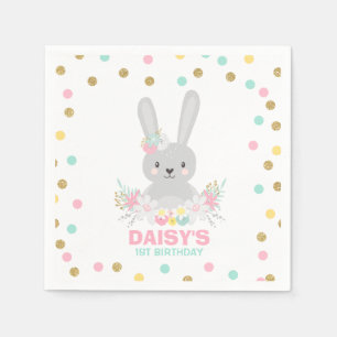 Serviettes Jetables Serviette de fête d'anniversaire de lapin un