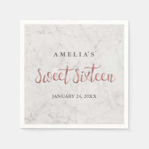 Serviettes Jetables Serviette Faux Rose Gold Marbre Sweet Seize