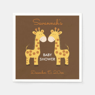 Serviettes Jetables Serviette jumelle de baby shower de girafes