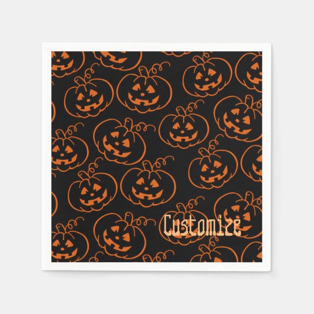 Serviettes Jetables Serviettes Citrouilles Jack-O-Lantern (Devant)