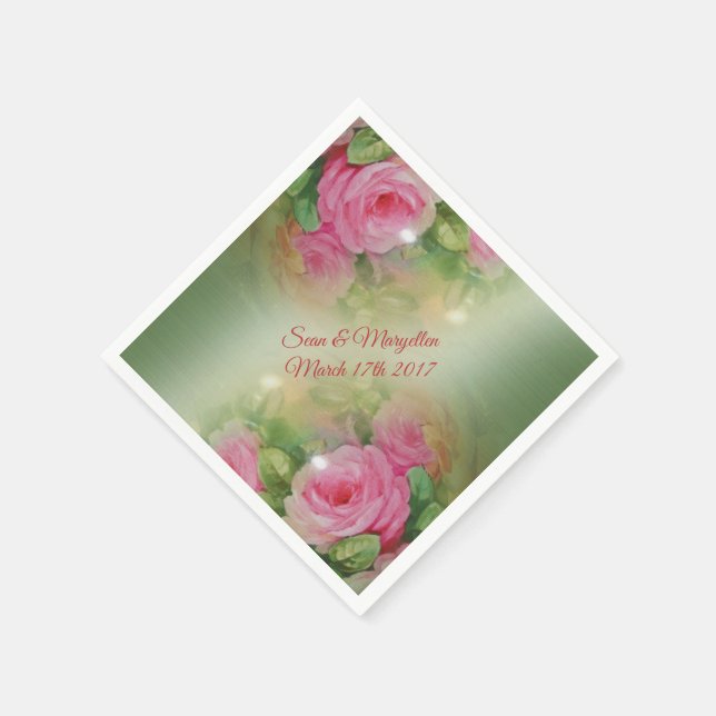 Serviettes Jetables Serviettes de cocktails personnalisées roses vinta (Coin)