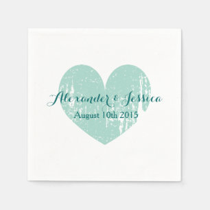 Serviettes Jetables Serviettes de mariage bleu turquoise personnalisée