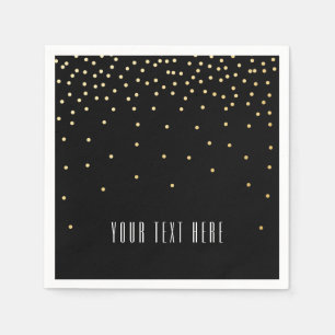 Serviettes Jetables Serviettes de Mariage Confetti en noir et petit or