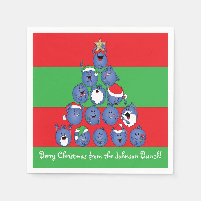 Serviettes Jetables Serviettes de Noël personnalisées "Berry Christmas (Devant)