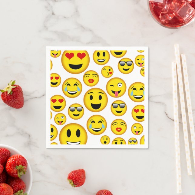 Serviettes Jetables Serviettes de soirée motif Emoji mixtes (En situation)