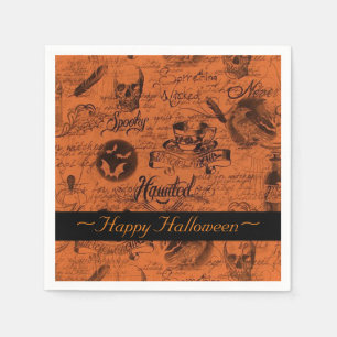 Serviettes Jetables Serviettes d'Halloween orange et noir