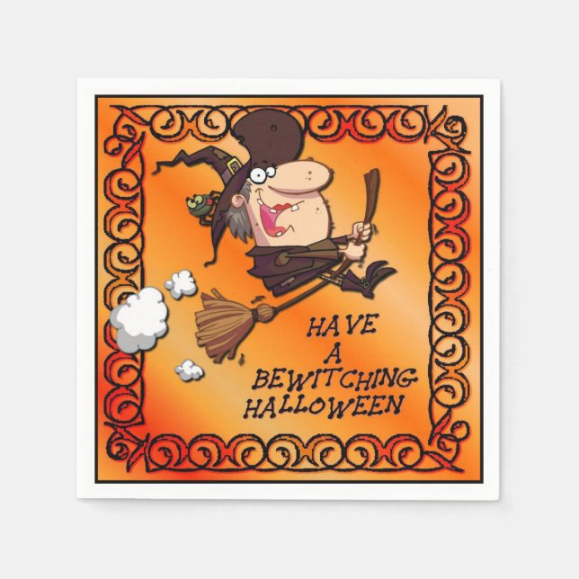 Serviettes Jetables Serviettes d'Halloween sorcière (Devant)