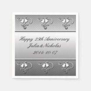 Serviettes Jetables Serviettes du 25e anniversaire en argent
