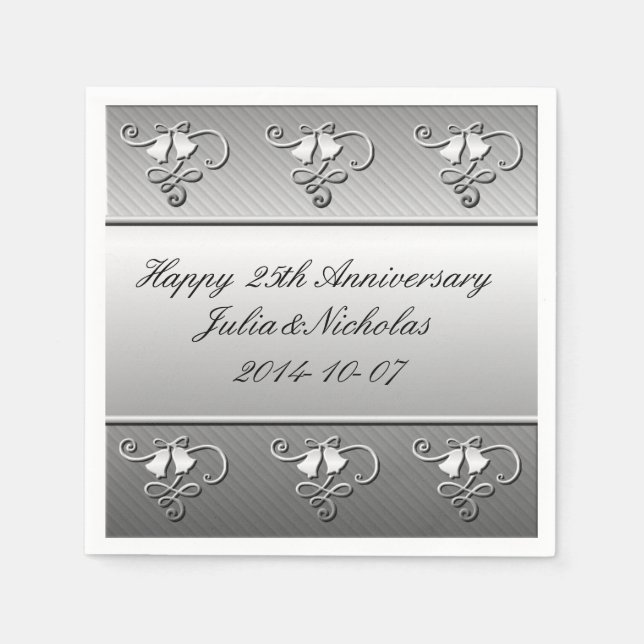 Serviettes Jetables Serviettes du 25e anniversaire en argent (Devant)
