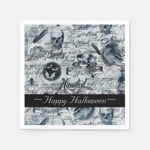 Serviettes Jetables Serviettes Halloween blanches et noires