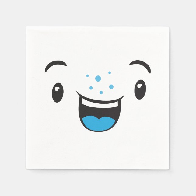 Serviettes Jetables Serviettes Kawaii face bleu souriant (Devant)