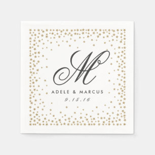 Serviettes Jetables Serviettes Mariage Monogramme étoiles fantaisie