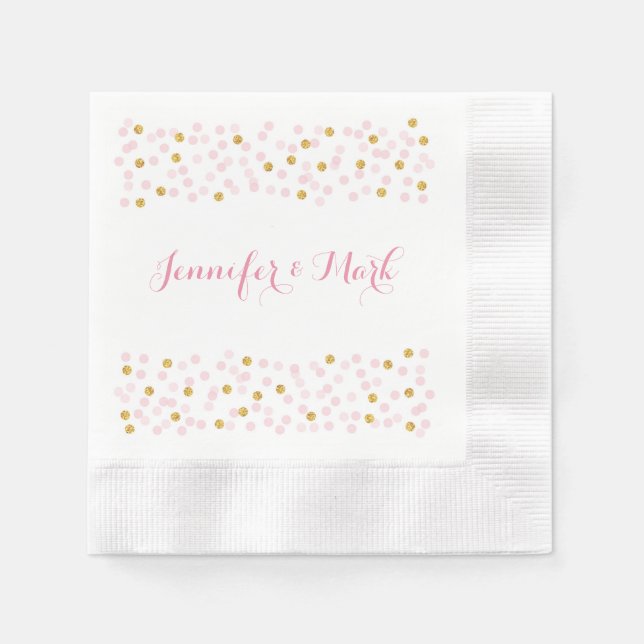 Serviettes Jetables Serviettes Mariage personnalisées Pink & Gold Conf (Devant)