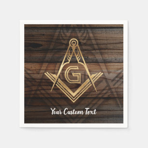 Serviettes Jetables Serviettes Masonic personnalisées   Rustic Wood Go