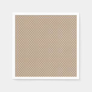 Serviettes Jetables Serviettes Mocha Brown et blanc Polka Dot