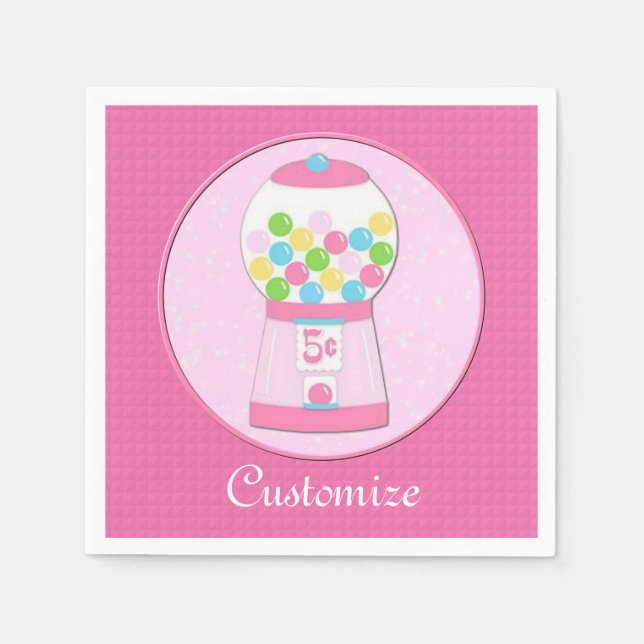 Serviettes Jetables Serviettes personnalisées Bubblegum Machine rose (Devant)