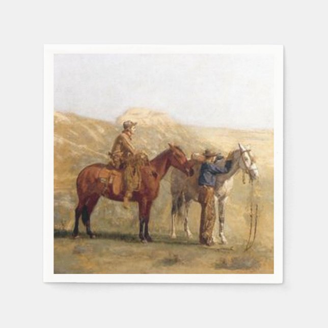 Serviettes Jetables Serviettes Western Party Cowboys avec Chevaux Vint (Devant)