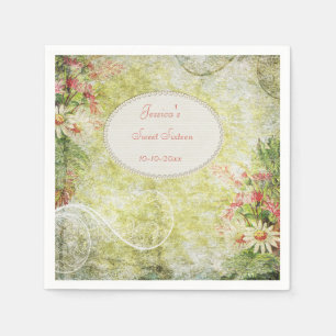Serviettes Jetables Shabby Chic Douce Douce 16 ans & Fleurs des Champs