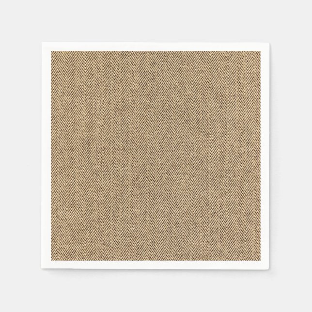 Serviettes Jetables Shabby Chic Tweed Rustic Burlap Tissu Texture (Devant)