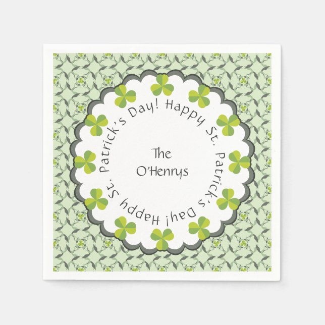 Serviettes Jetables Shamrock celte St. Patrick's Day Personnalisé (Devant)