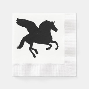Serviettes Jetables Silhouette de la licorne ailée