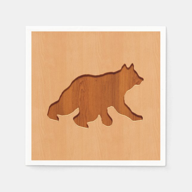 Serviettes Jetables Silhouette de l'ours gravée sur la conception du b (Devant)