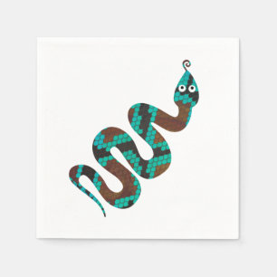 Serviettes Jetables Silhouette d'impression Brown et Turquoise de serp