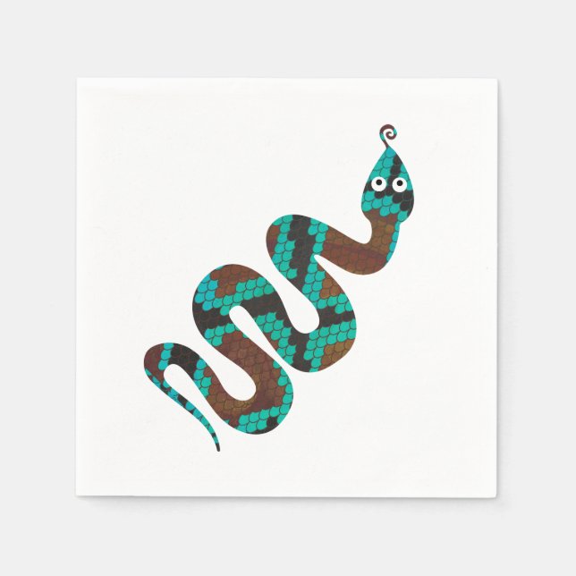 Serviettes Jetables Silhouette d'impression Brown et Turquoise de serp (Devant)