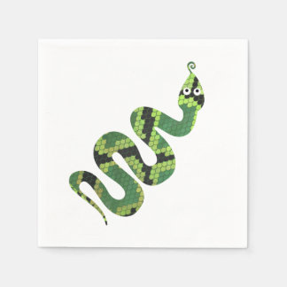 Serviettes Jetables Silhouette d'impression en noir et vert serpent