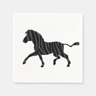 Serviettes Jetables Silhouette d'impression noir et gris Zebra