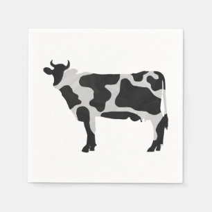 Serviettes Jetables Silhouette noir et blanc de la vache