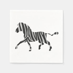 Serviettes Jetables Silhouette noir et gris clair Zebra