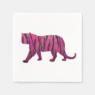 Serviettes Jetables Silhouette Pink et Tigre noir