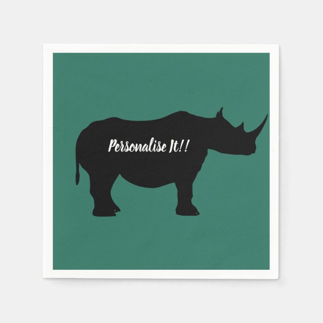 Serviettes Jetables Silhouette Rhinoceros (Devant)