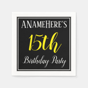 Serviettes Jetables Simple, 15e fête d'anniversaire avec nom personnal
